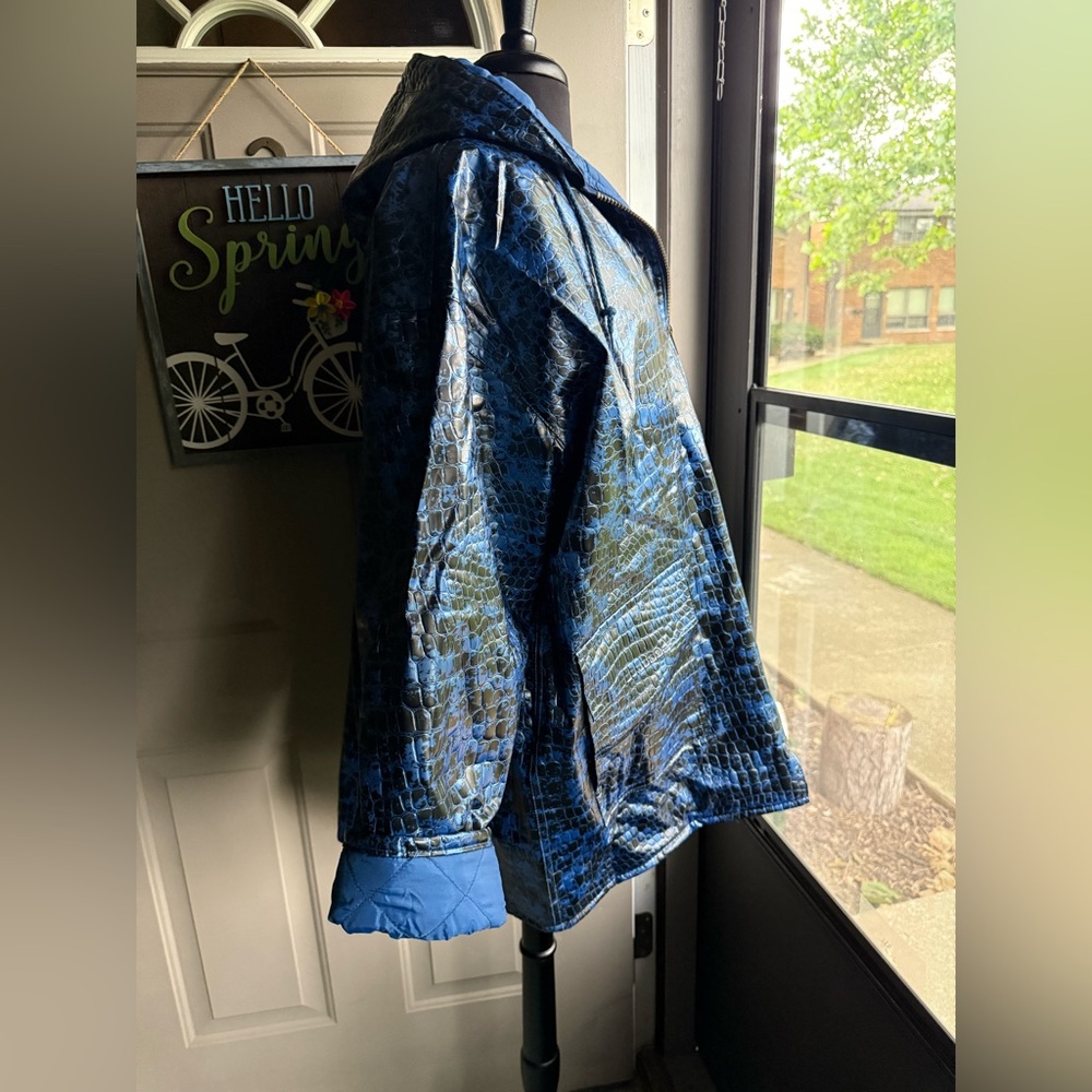 Vintage Kenn Sporn Wippette snakeskin quilted hooded rain coat, size large - Picture 6 of 16